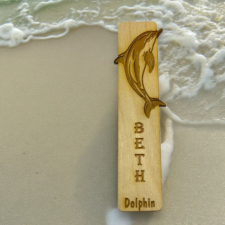 Bookmark - PERSONALIZED Dolphin - Birch wood