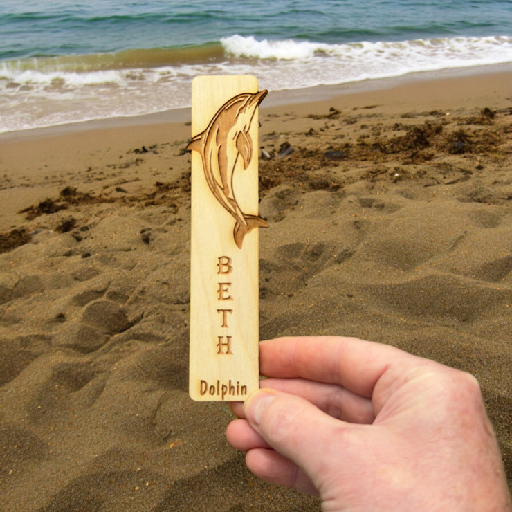 Bookmark - PERSONALIZED Dolphin - Birch wood