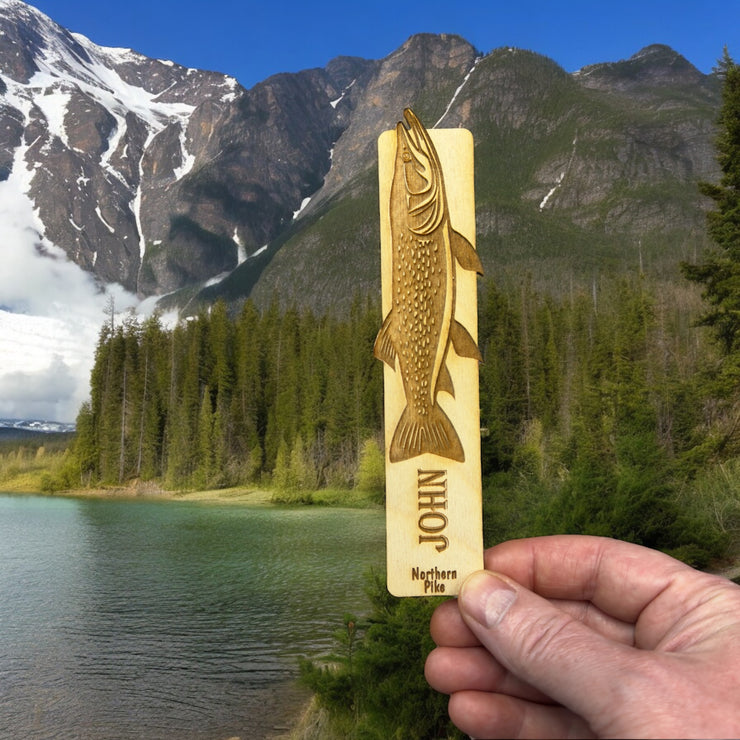 Bookmark - PERSONALIZED Northern Pike Fish - Birch wood