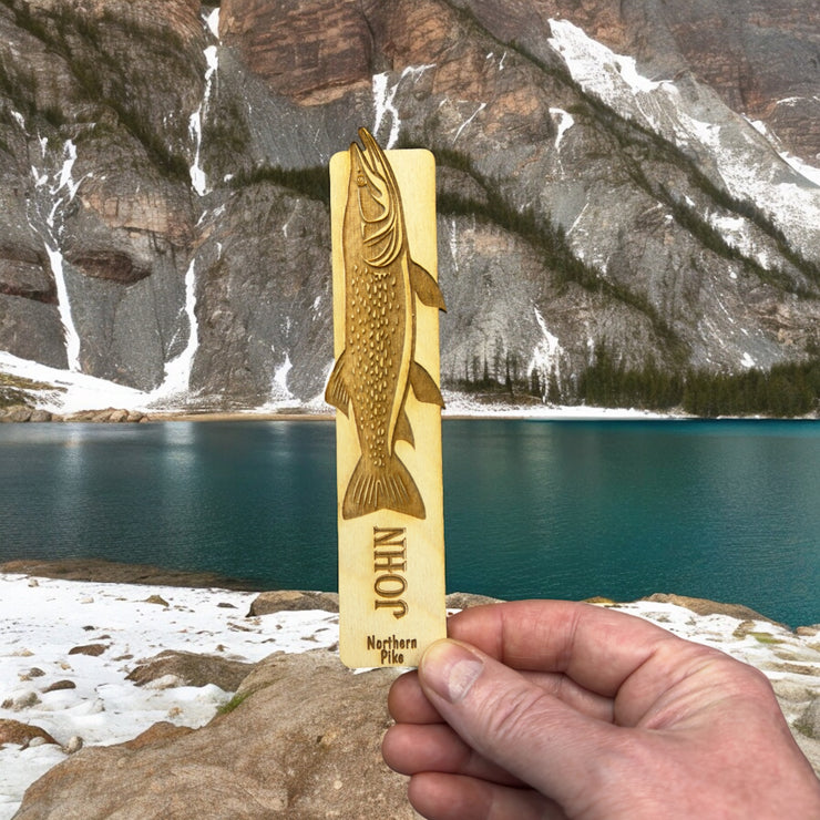 Bookmark - PERSONALIZED Northern Pike Fish - Birch wood