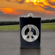 8oz BLACK Celtic Love and Peace Flask