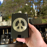 8oz BLACK Celtic Love and Peace Flask