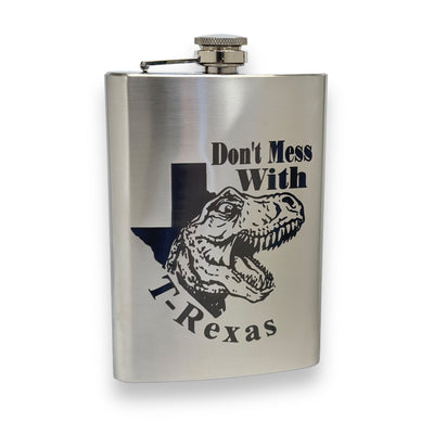 8oz Don't Mess With T-Rexas Stainless Steel Flask