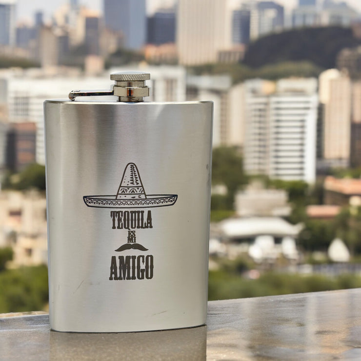 8oz Tequila Es Mi Amigo Stainless Steel Flask