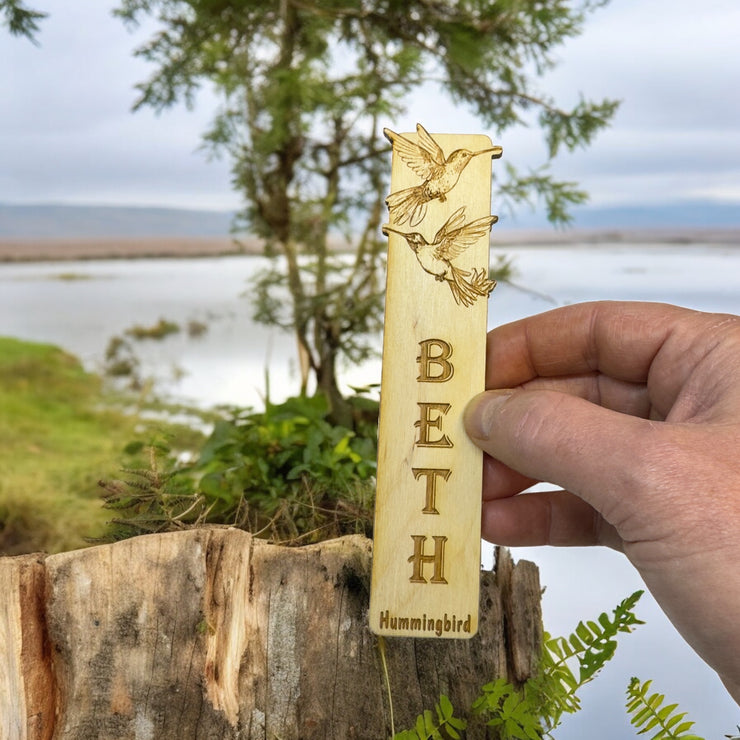 Bookmark - PERSONALIZED Hummingbird - Birch wood