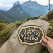 Please Remove Your Shoes - Black Door Sign 7x9.5in