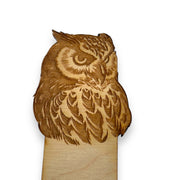 Bookmark - PERSONALIZED Great Horned Owl - Birch wood