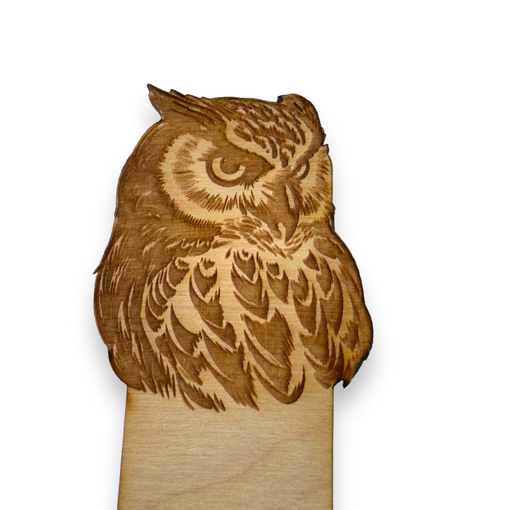 Bookmark - PERSONALIZED Great Horned Owl - Birch wood