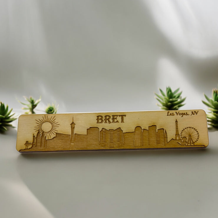 Bookmark - PERSONALIZED Las Vegas NV Skyline - Birch wood