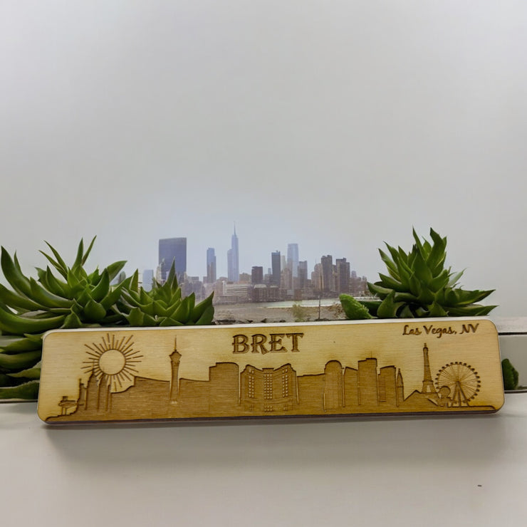 Bookmark - PERSONALIZED Las Vegas NV Skyline - Birch wood