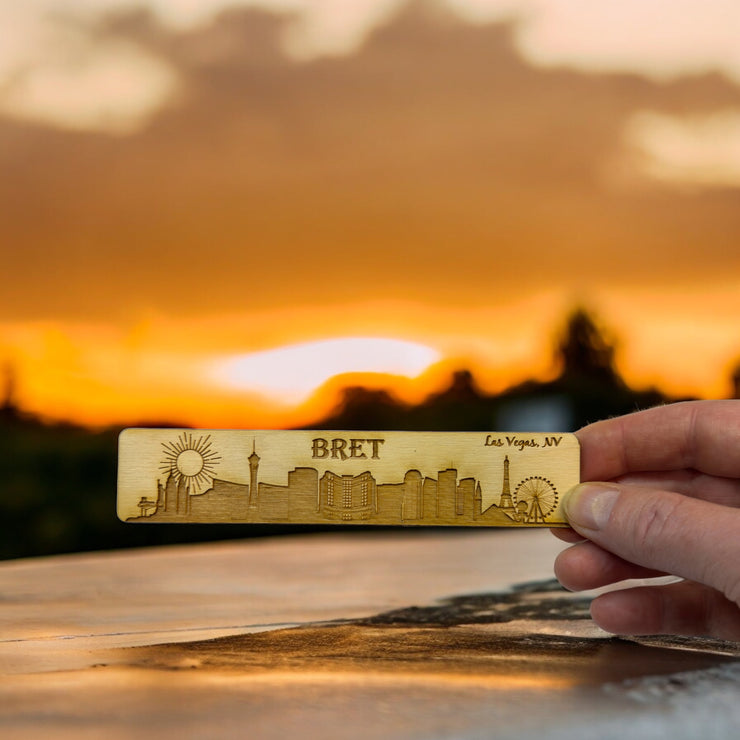 Bookmark - PERSONALIZED Las Vegas NV Skyline - Birch wood