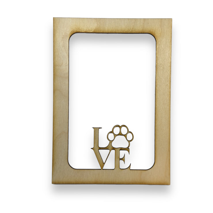 Love Paw Print 5X7 Photo Frame Insert - Baltic Birch