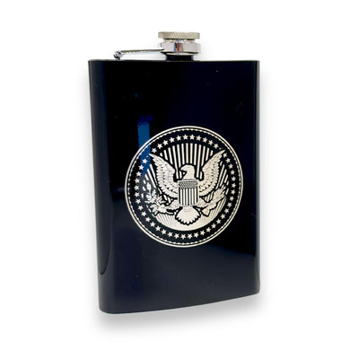 8oz Presidential Seal Black Flask