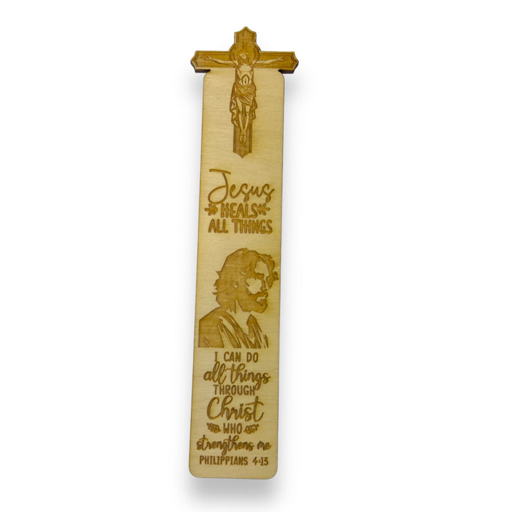 Bookmark - Jesus Heals all things - Birch wood Jesus Religious