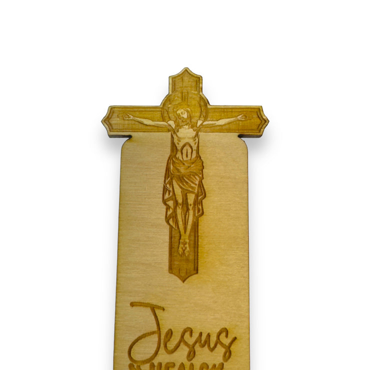 Bookmark - Jesus Heals all things - Birch wood Jesus Religious