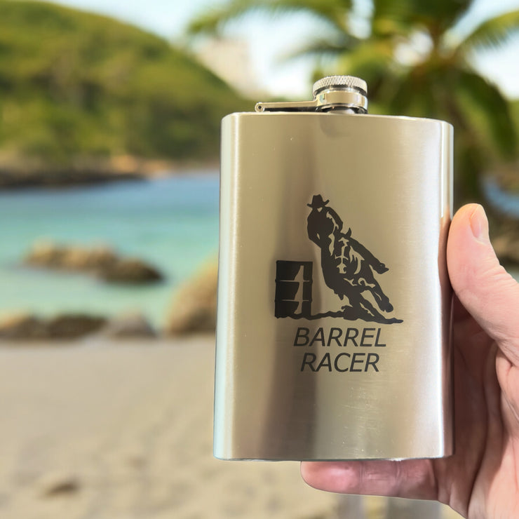 8oz Barrel Racer Stainless Steel Flask