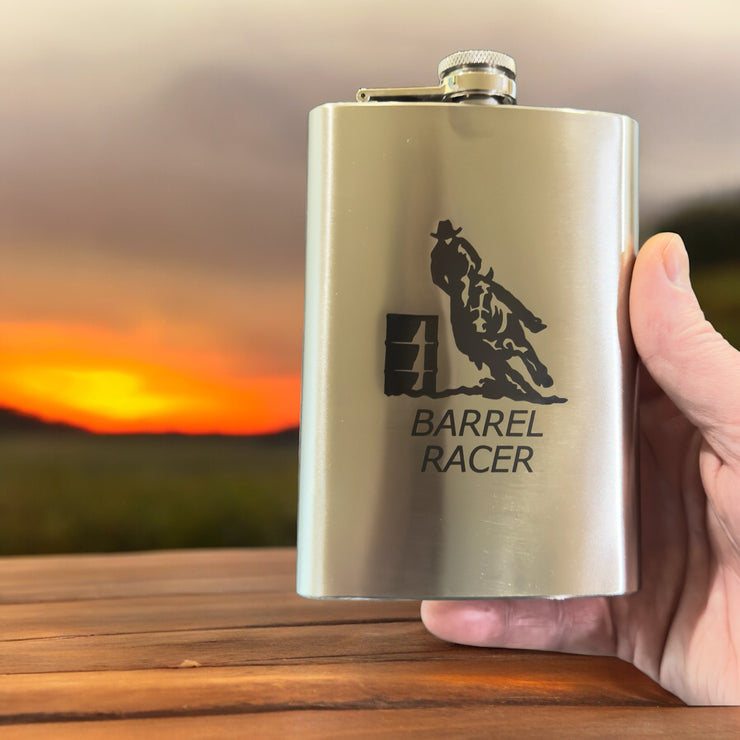 8oz Barrel Racer Stainless Steel Flask