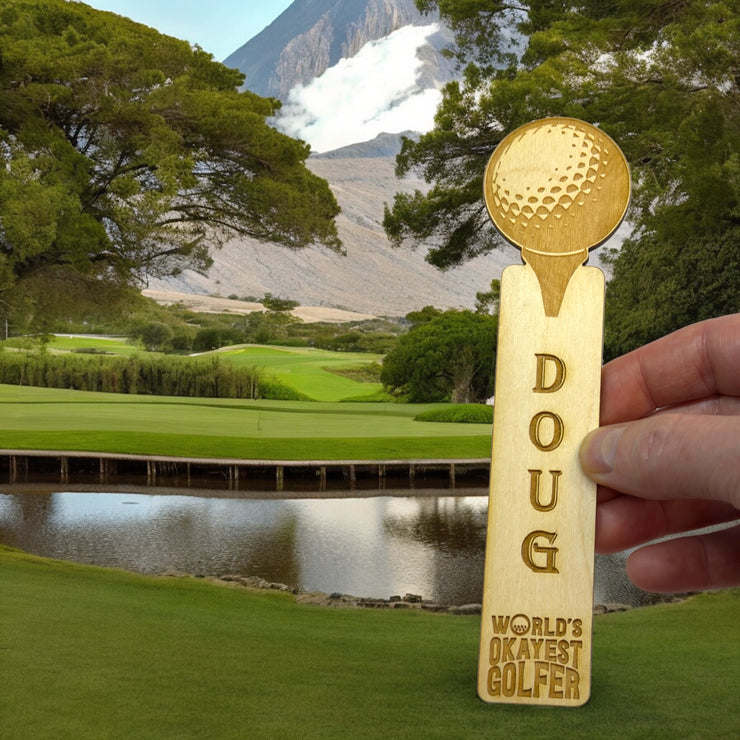 Bookmark - PERSONALIZED Worlds okayest golfer - birch wood