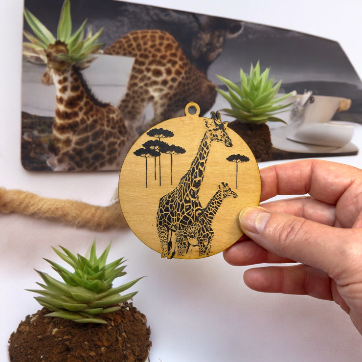 Ornament - Black - Giraffe and Baby