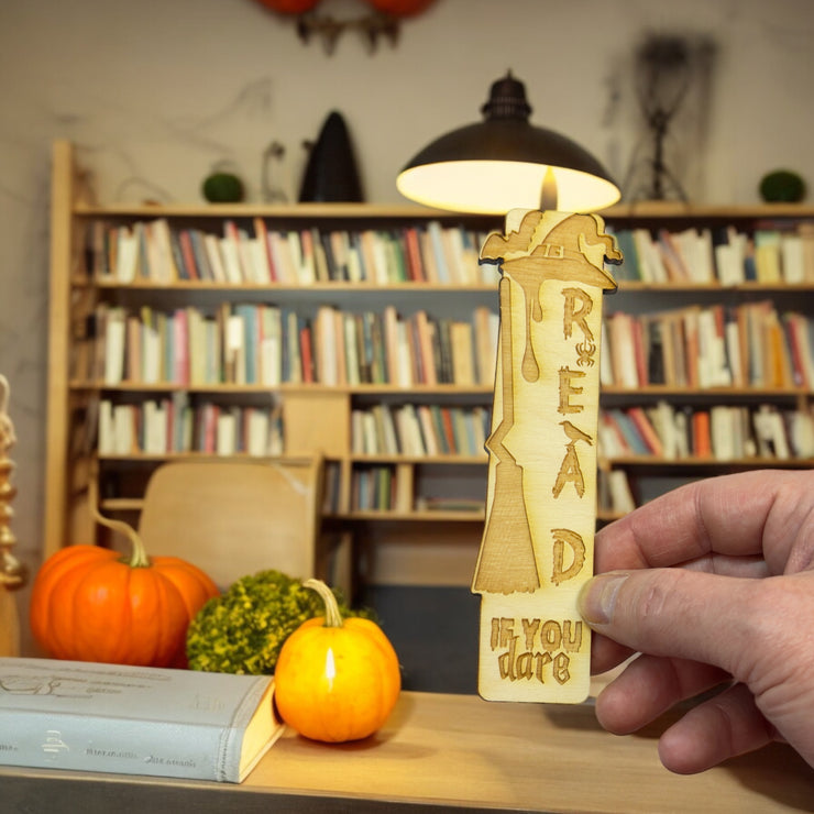 Bookmark - Read if you Dare - Halloween birch wood