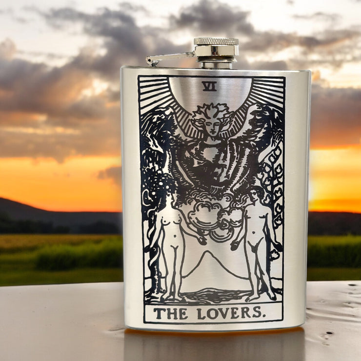 8oz - The Lovers Tarot Card - SS Flask