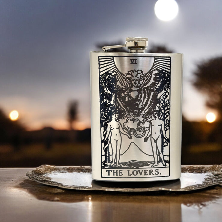 8oz - The Lovers Tarot Card - SS Flask