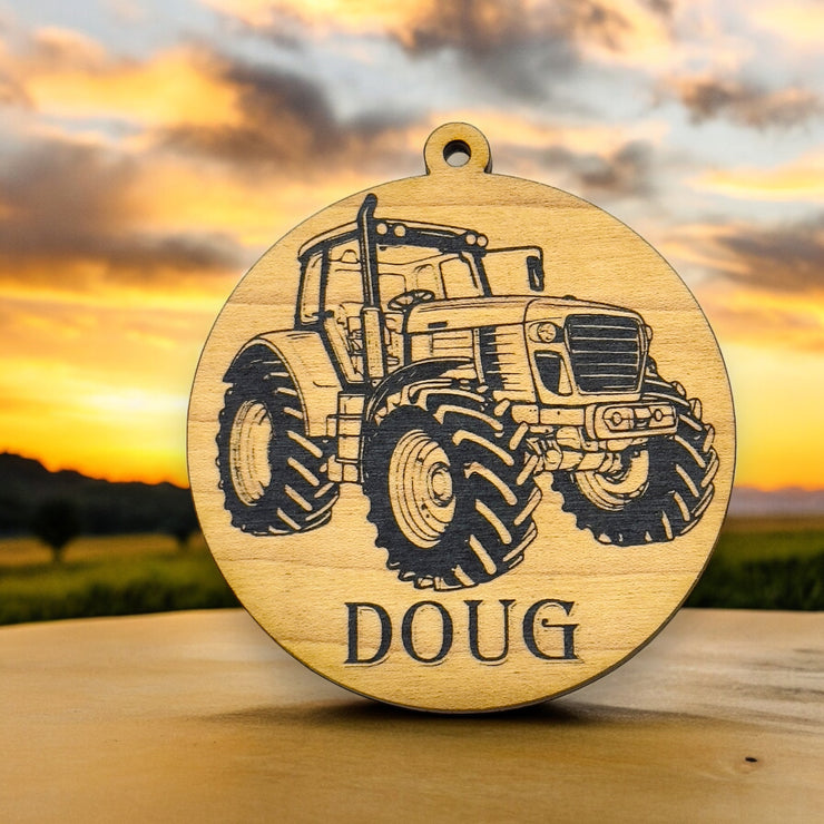 Ornament - Black - PERSONALIZED Farm Tractor