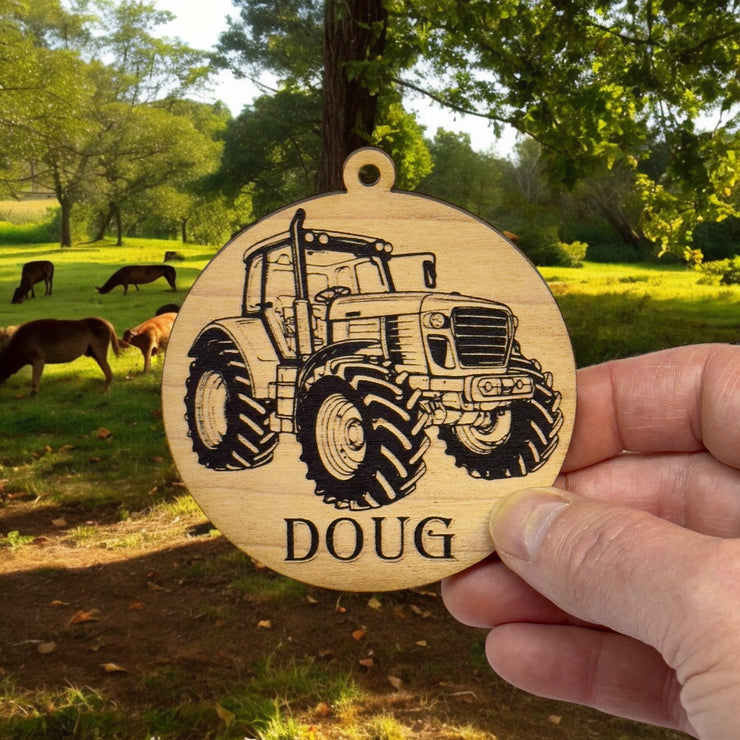 Ornament - Black - PERSONALIZED Farm Tractor