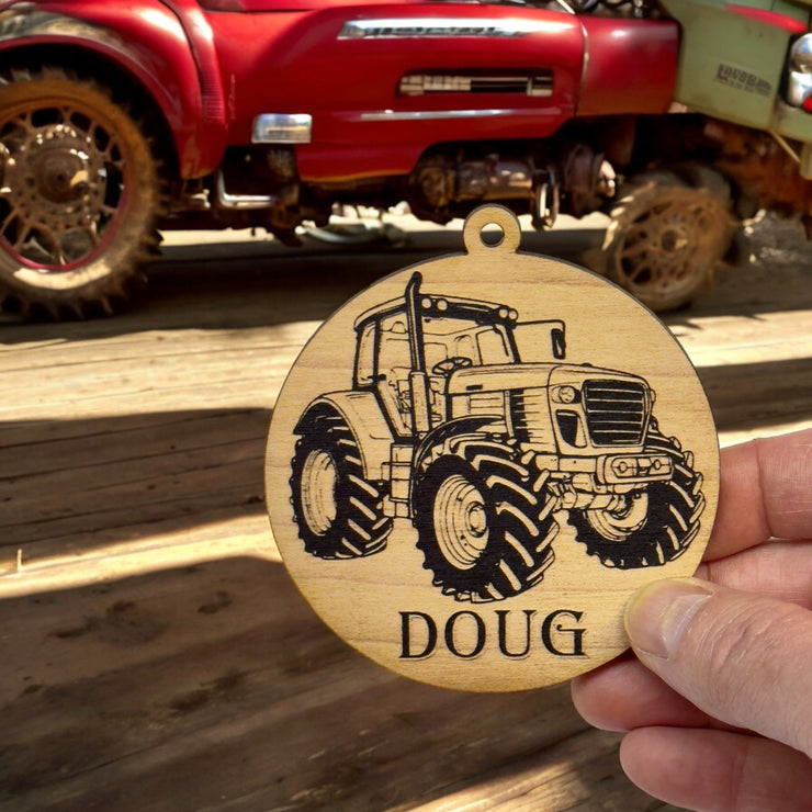 Ornament - Black - PERSONALIZED Farm Tractor