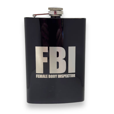 8oz BLACK Female Body Inspector Flask