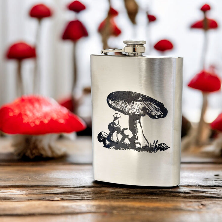 8oz - Mushroom 2 - Stainless Steel Flask