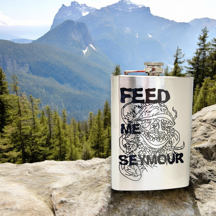 8oz Feed Me Seymour Stainless Steel Flask