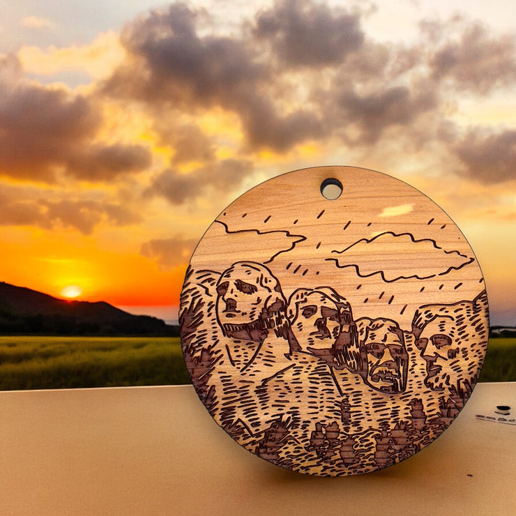 Mount Rushmore 2nd Edition - Round Cedar Ornament