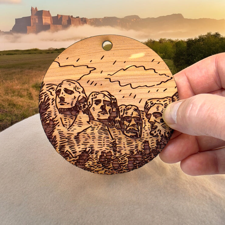 Mount Rushmore 2nd Edition - Round Cedar Ornament