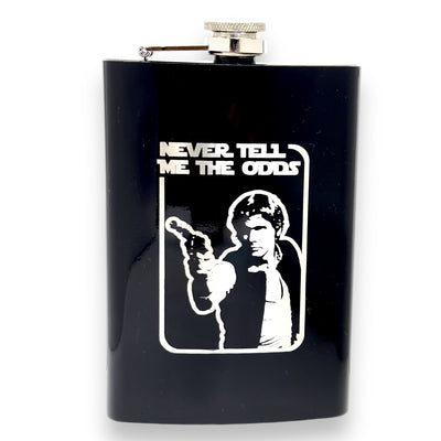 8oz BLACK Never Tell Me the Odds Flask