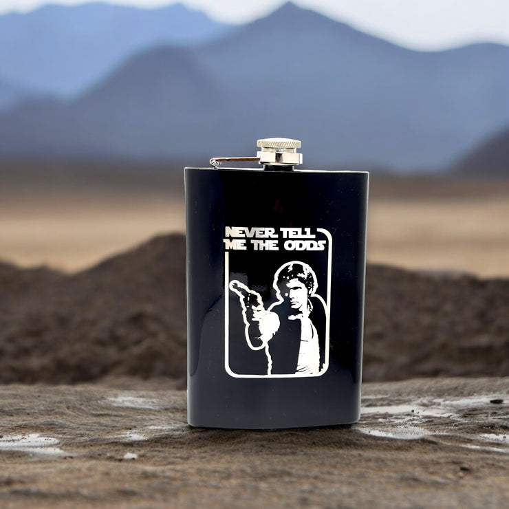 8oz BLACK Never Tell Me the Odds Flask