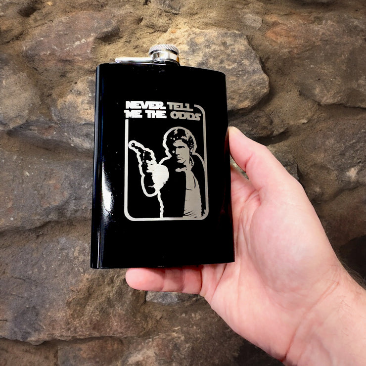 8oz BLACK Never Tell Me the Odds Flask