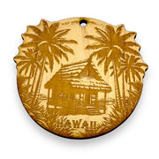 Ornament - Hawaii with Tiki Hut Raw Wood