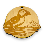 Ornament - Puffin Bird Raw Wood