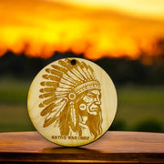 Ornament - Native War Chief Raw Wood