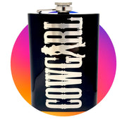 8oz Black Cowgirl Flask