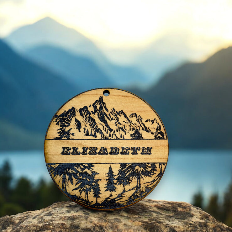 Ornament - Black - Split PERSONALIZED Mountain