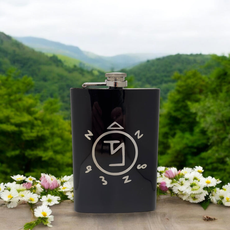 8oz BLACK Angel Ward Flask