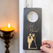 Door Hanger - Black - Just Married 9x4 Inches