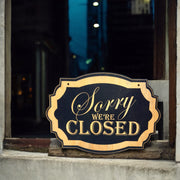 Sorry We're Closed - Black Door Sign 7x9.5in