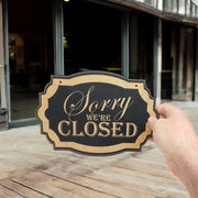 Sorry We're Closed - Black Door Sign 7x9.5in