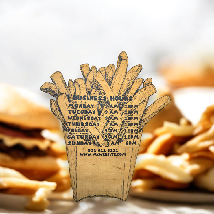 Sign - BLACK - PERSONALIZED - Fries - Restaurant Business Cafe Bistro Bar Tavern Fast Food Slow Food BBQ Signs