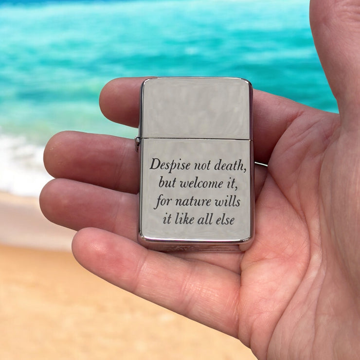 Lighter -  Despise not death but welcome it Marcus Aurelius Chrome