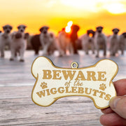 Ornament - White - Beware of the Wigglebutts - Dog Ornament