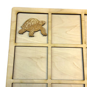 GAME - CUSTOM - Safari Tic Tac Toe - Raw Wood Board Game - Great for traveling